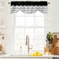 thumbnail image 3 of Black Grey Tie Up Valance Curtains for Windows, Kitchen Curtains Window Treatments, Geometric Chevron Print Wavy Striped White Short Window Shades Valances for Bedroom Bathroom Cafe 42"x18", 3 of 8