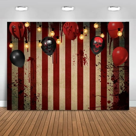 Image of Mocsicka Halloween Circus Photography Backdrop Horror Circus Carnival Bloody Wall Background Circus Themed Halloween