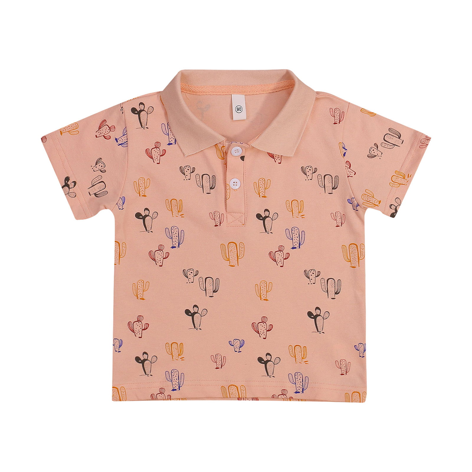 AIDEAONE Baby Boys Cartoon Dinosaur Print Shirt Button Down Short Sleeve Shirts Age 2-8 