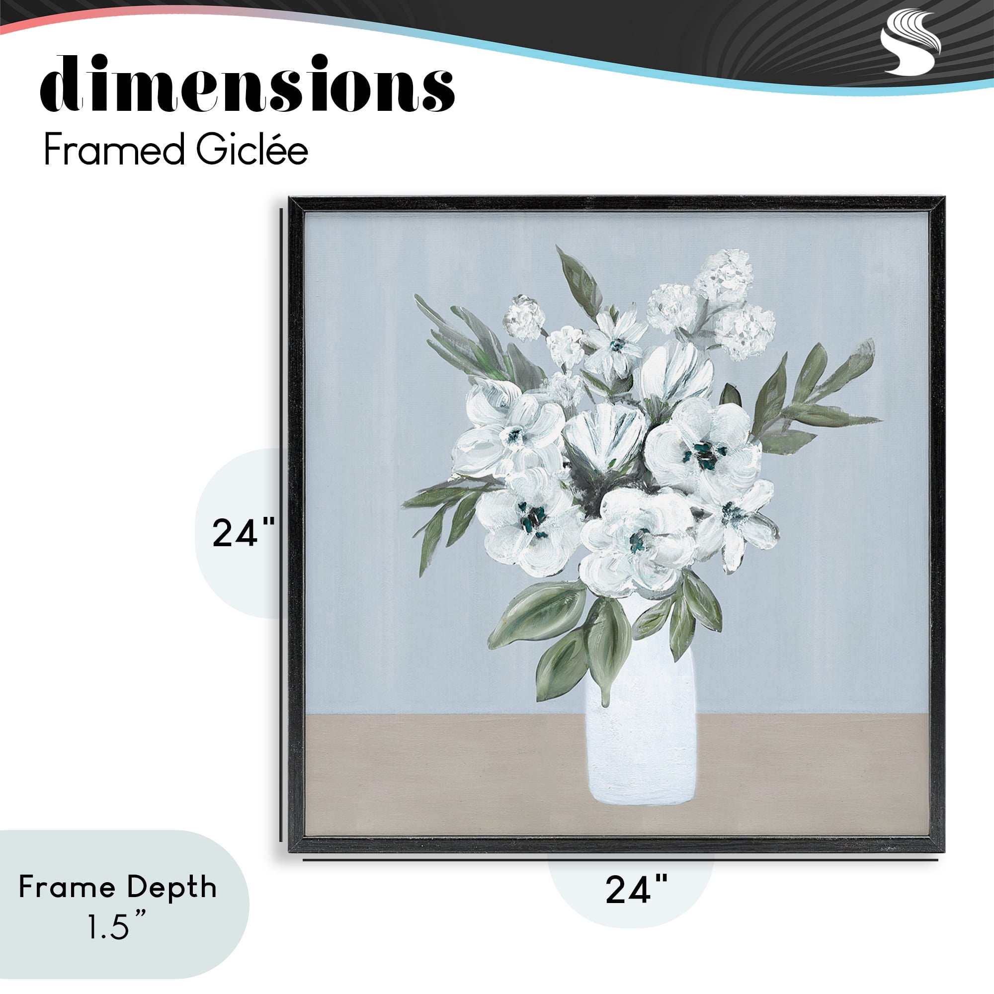 Stupell Industries Cerulean & White Blooms Black Framed Giclee Art, design by Marilyn Dunlap