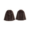 thumbnail image 2 of Women's Faux Fur Coat Faux Fur Jacket Long Sleeve Lapel Furry Winter Jackets Parka Short Coat Dark Brown M, 2 of 5