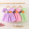 thumbnail image 5 of Zwiiyzr 2025 6M-3Y Newborn Baby Girl Clothes Toddler Infant Casual Puff Sleeve Cotton Sundress Summer Girl Dress Green, 5 of 5