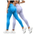 thumbnail image 2 of Mnuaqn 2 Pack Cellulite Leggings Womens High Waisted Lipedema Compression Legging Tummy Control Seamless Workout Yoga Pants Blue,Size XL, 2 of 4