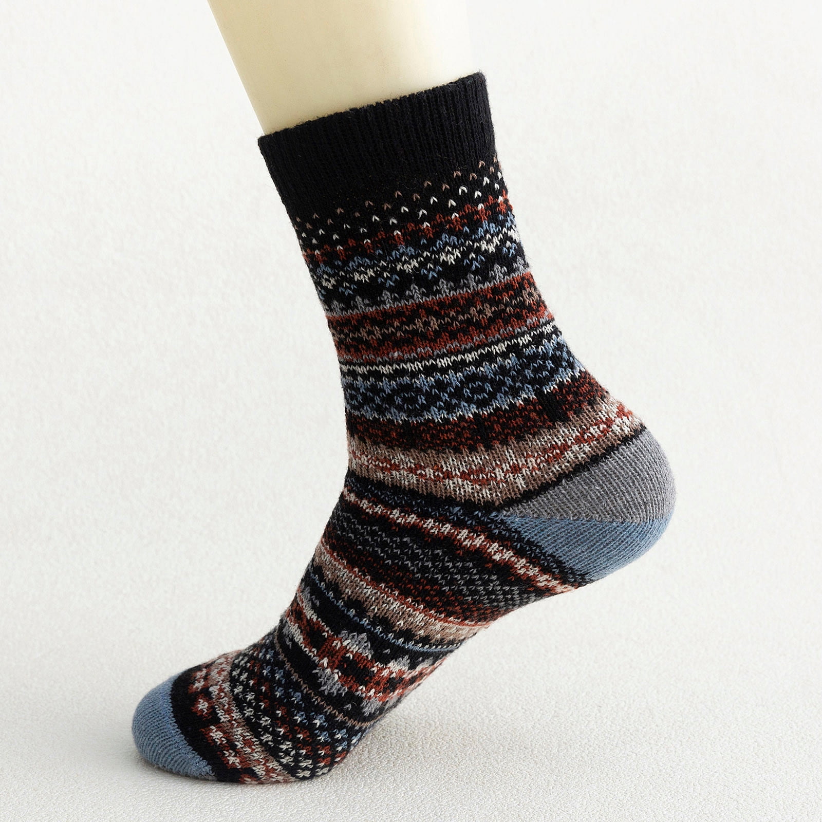 Hxshgdsn 5 Pairs Womens Stocking Stuffers Sockings Winter Gifts Wool Soft Warm Cozy Crew Socks White,Purple,Blue,Wine,Black One Size