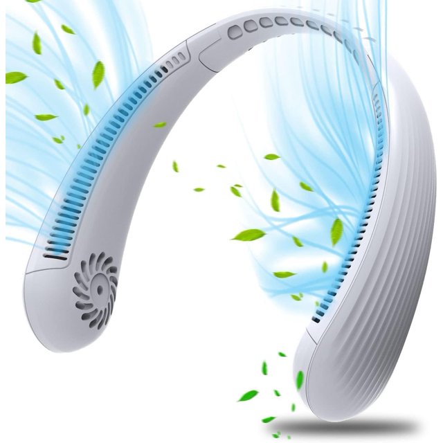 Ventilador de cuello portátil sin aspas recargable 2200mah 3 velocidades enfriador de aire de cuello súper silencioso trabajo portátil Personal viento USB