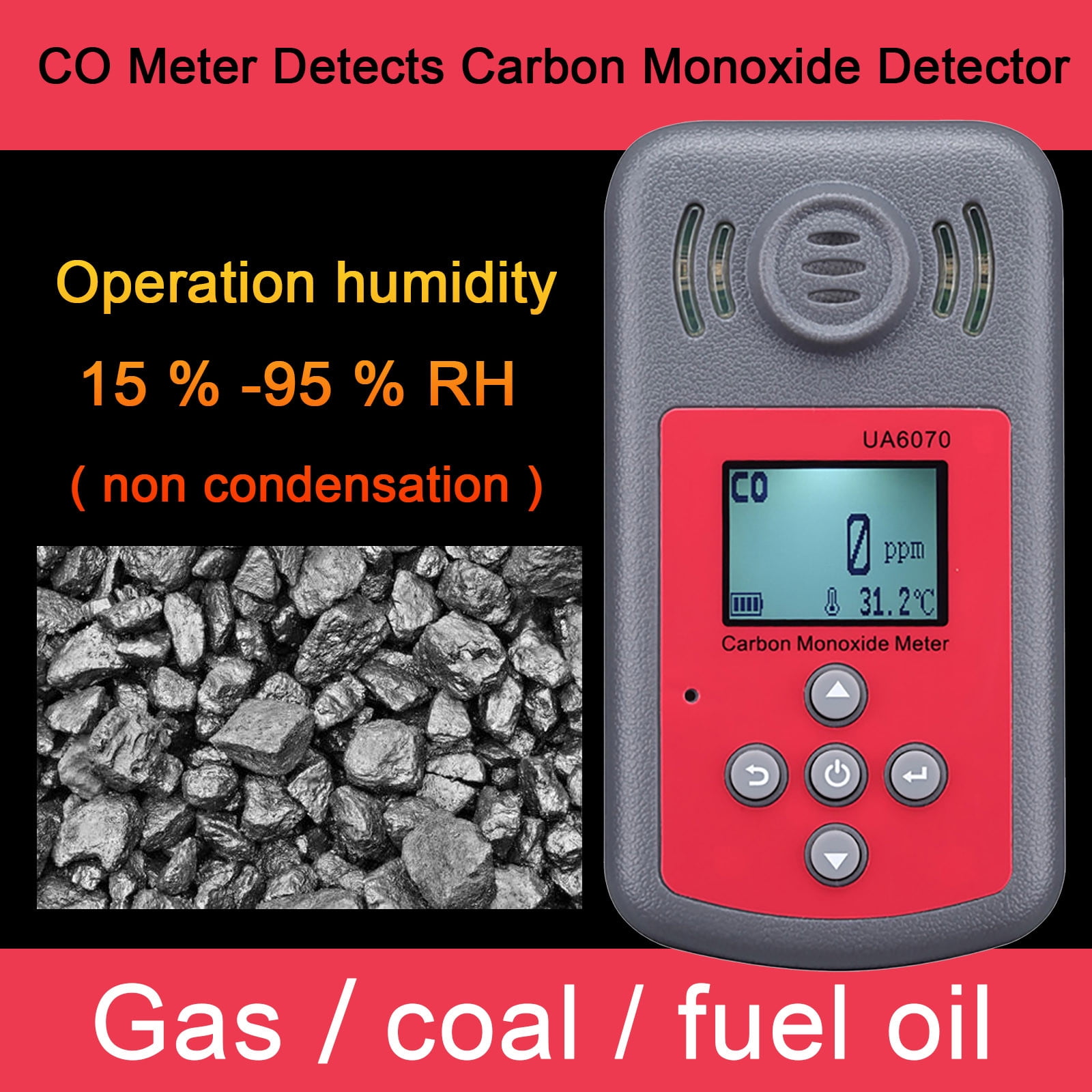 Viafly CO Meter Detects Carbon Monoxide Detector,Portable Natural Gas