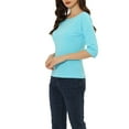 thumbnail image 4 of INSPIRE CHIC Women's Tops Elbow Sleeves Boat Neck Slim Fit Classic Casual Tee Mother's Day Shirt Aqua Blue L, 4 of 6