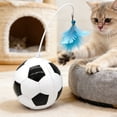 thumbnail image 6 of Treat Dispensing Cat Toys, Wobble Ball, Soccer Ball, Cat Feather Wand, Blue Feather, Bell, 3 in Diameter, 1 Pc, Cat Enrichment, Independent Play, Daily Activity, 6 of 6