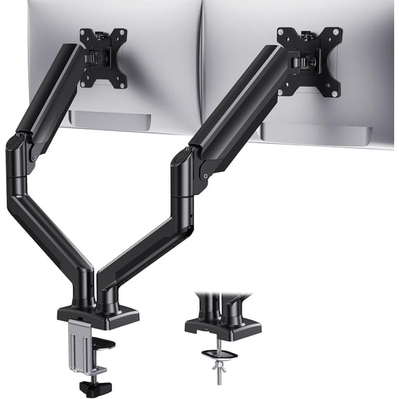 Dual Monitor Mount for 2 Monitors up to 32 inches, Each Arm Holds Max 22lbs, Dual Monitor Stand with Advanced System