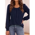 thumbnail image 6 of PRETTYGARDEN Womens Long Puff Sleeve Tops Crew Neck Blouse | Pleated Front, Loose Fit Soft, Business Casual Work Shirts, Dressy Daily Wear, School Travel Outfits, Fall Winter Clothing, 6 of 9