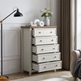 thumbnail image 2 of Xukmct 5 Drawers Dresser with Handle, Modern Chest of Drawers Closet Storage Cabinet for Living Room, Bedroom, Beige, 2 of 9