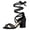 Black, variant on BLISSFUL STEP Women's Shoes Lace Up Faux Suede Open Toe Chunky Heel Sandals Beige Brown 10