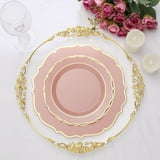 Efavormart 10 Pack | 8" Dusty Rose Plastic Dessert Salad Plates, Disposable Tableware Round With ...
