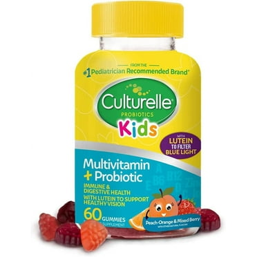 Culturelle Kids Multivitamin   Probiotic Gummies, Peach-Orange and Mixed Berry Flavor, 60 Count