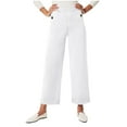 thumbnail image 4 of Stretch Twill Cropped Wide Leg Pant Women High Waisted Tummy Control Crop Jeans Casual Loose Straight Leg Chino Pants, 4 of 9