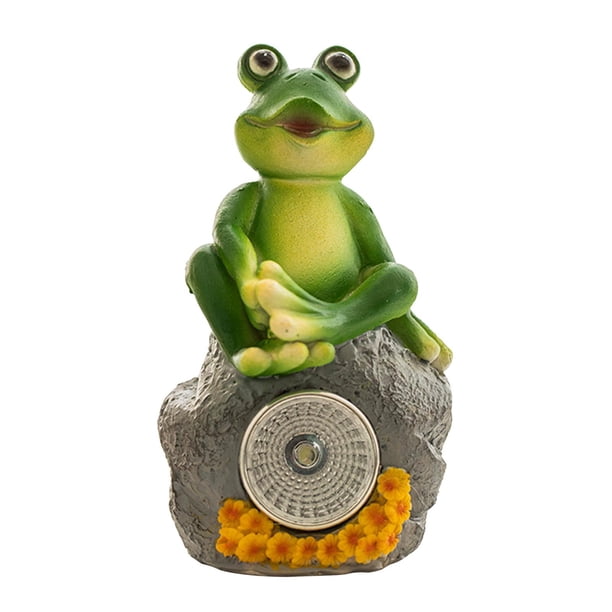Bonitas estatuas solares de jardín con forma de rana, decorativas para balcón, terraza, patio y jardín. C
