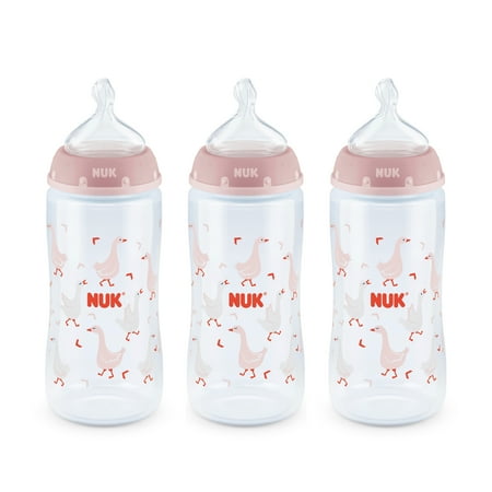 NUK Woodlands Baby Bottle with Perfect Fit Nipple, 10 oz, 3-Pack, Medium Flow (Girl)