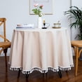 thumbnail image 3 of 1 Uds.-Mantel-Mantel con borlas color Beige Sydney sólido-redondo 120cm, 3 of 5
