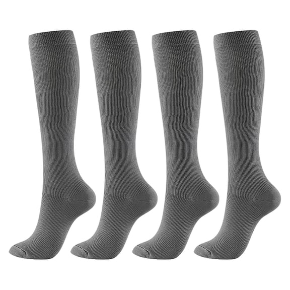 4 Pairs Compression Socks for Men and Women, Graduated Support Stockings for Athletic Performance, Recovery, Flight, and Travel Use, Gray, Size XL