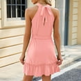 thumbnail image 4 of Gspmoly Robes pour Femmes, Robe Unie Sans Manches Plissée à Col Noué pour Femmes, Robes de Soirée pour Femmes jusqu'à 65 % de Rabais, 4 of 9