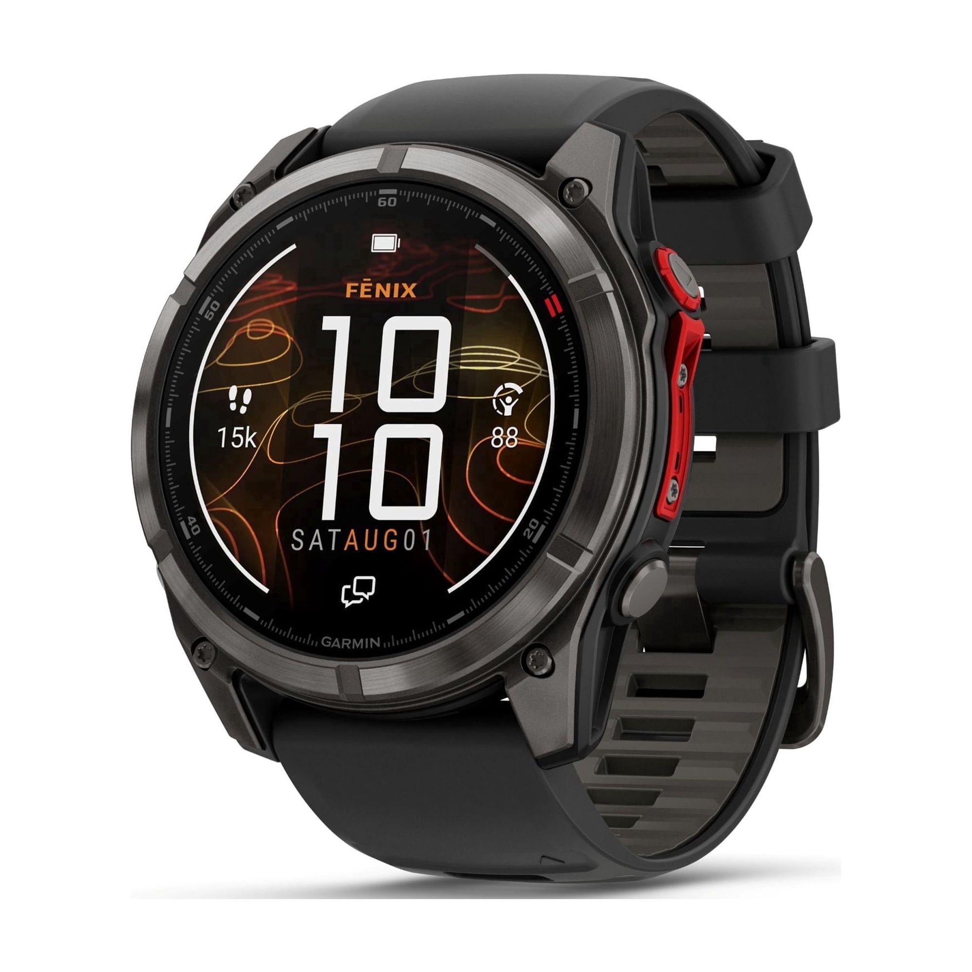 Garmin fenix 8 Pro – 51 mm, MicroLED, Sapphire, Carbon Gray DLC Titanium with Black/Pebble Gray Silicone Band