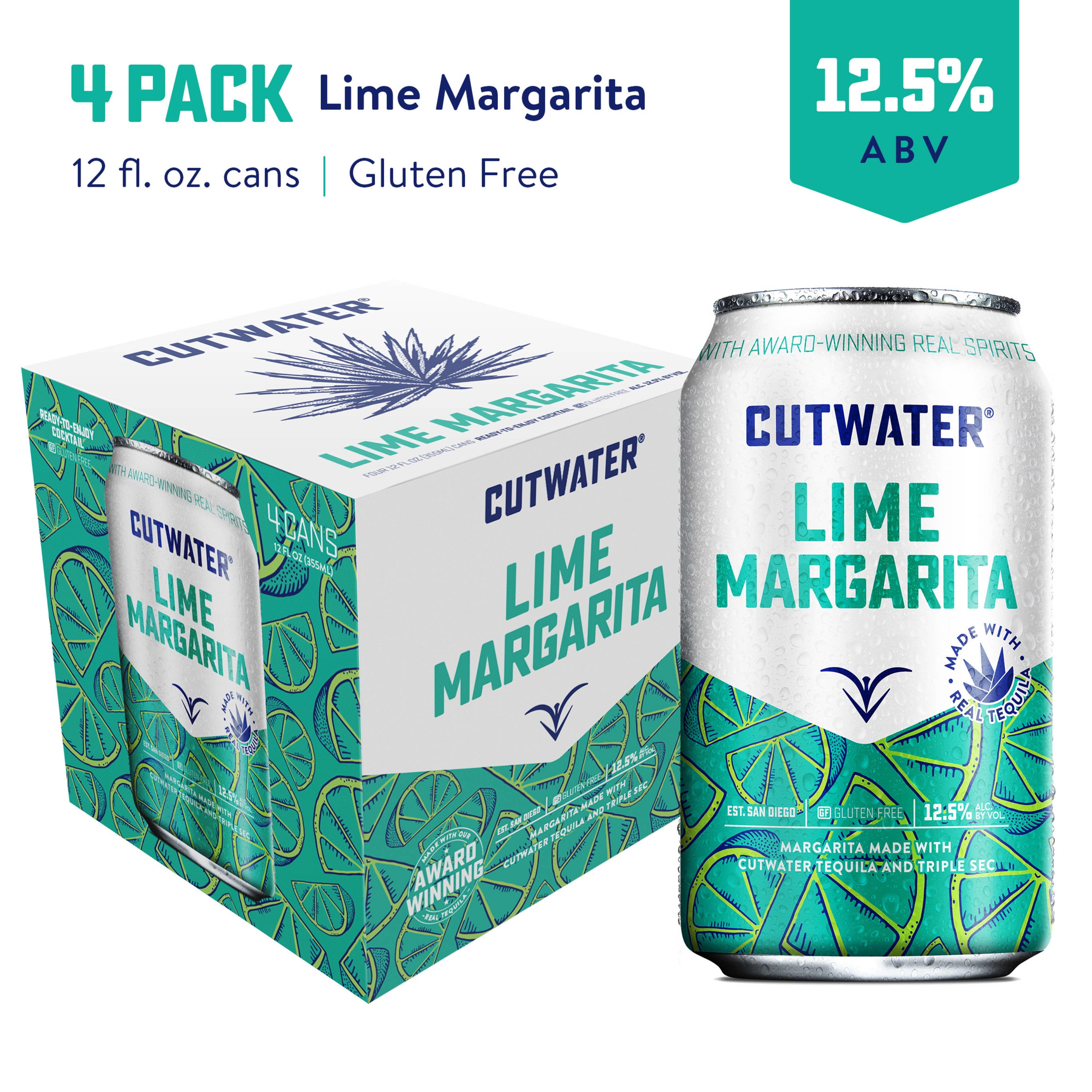 Cutwater Lime Margarita Cocktails 4, 12 fl oz Cans, 12.5 ABV