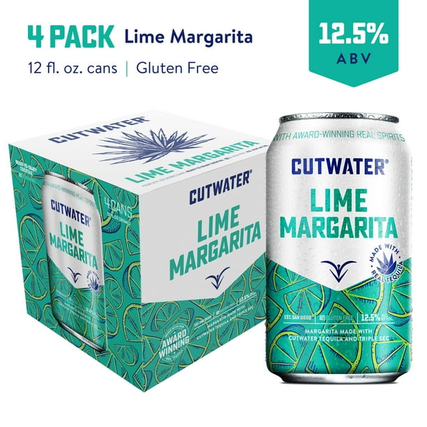 Cutwater Lime Margarita Cocktails 4, 12 fl oz Cans, 12.5 ABV