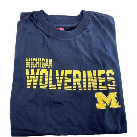 Brand New Men's Athletics Michigan Diced Name Short-Sleeve Lightweight T-Shirt, 100% Cotton, Officially Licensed(Youth Small), Official Wolverines Graphics Logo/Navy Color