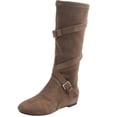 thumbnail image 2 of Fnooota Women's Knee High Boots, Non Slip Round Toe Casual PU Fall Winter Shoes Brown Size 6, 2 of 4