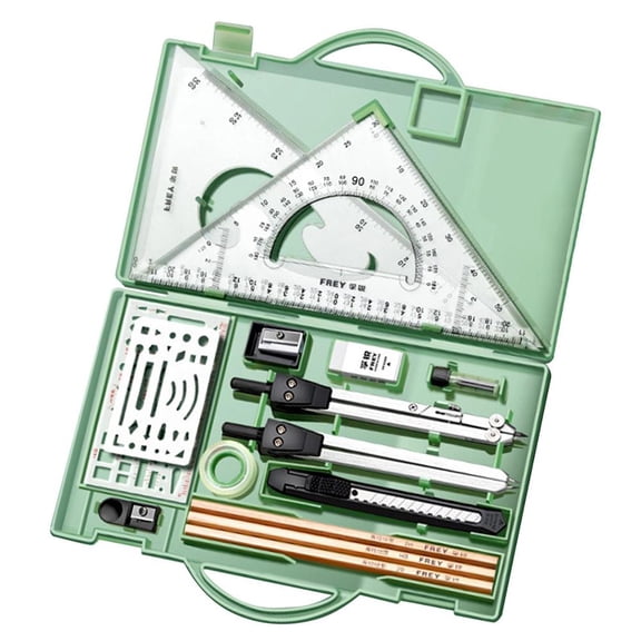 SHENERDA Geometry Set 16X Math Tool Kit Drawing Tools with Storage Box Drafting Supplies for Artists Students Teachers