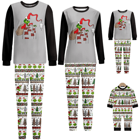 

Family Christmas Pajamas Sets Christmas Printed Baby-Kids-Adult-Pet Size 2 Pieces Top and Pants Bodysuits Clothes Pajamas Set