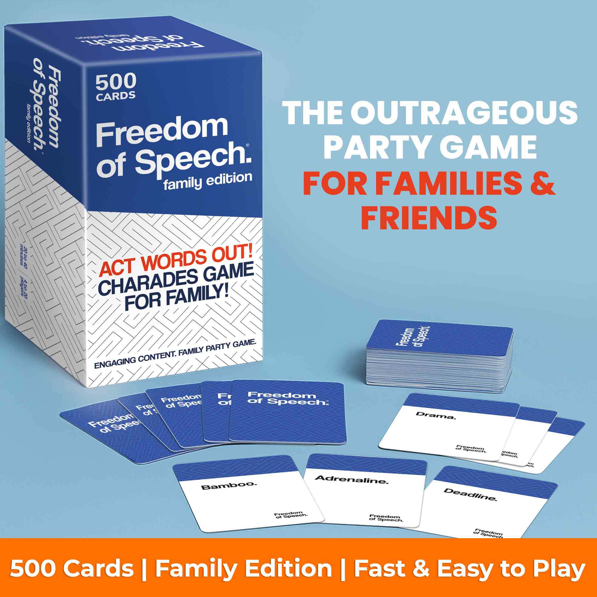 Quokka Freedom of Speech Family Edition - 250-Card Multicolor Set - Fast-Paced Word Guessing Game for Kids and Adults