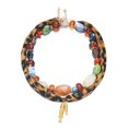 thumbnail image 6 of PISONIC Women Vintage Leopard Print Ribbon Beaded Necklace, Multicolor Stone‑Look Beads with Gold‑Tone Double Fish Pendant Statement Collar Necklace, 6 of 7
