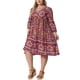 thumbnail image 2 of Vestido de verano de talla grande Agnes Orinda para mujeres, casual, bohemio, floral, con escote en V, manga 3/4, midi, corto, vestido de playa 3X amarillo rosa, 2 of 6