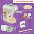 thumbnail image 2 of Hey Play Wooden Toy Coffee Maker for Kids - 11PC Kids Kitchen Playset with Coffee Machine Toy, 2 of 8