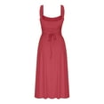 thumbnail image 5 of Njagoc3 Womens Square Neck Solid Midi Dress for Summer Casual & Minimalist Styling, 5 of 6