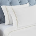 thumbnail image 3 of Superior Fieldstone Embroidered Cotton Bed Sheet Set, Twin, White/Gold, 3 of 10