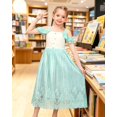 thumbnail image 4 of Girls Green Sleeveless Cold Shoulder Lace Casual Summer Dress Ankle Length 7 Years, 4 of 8