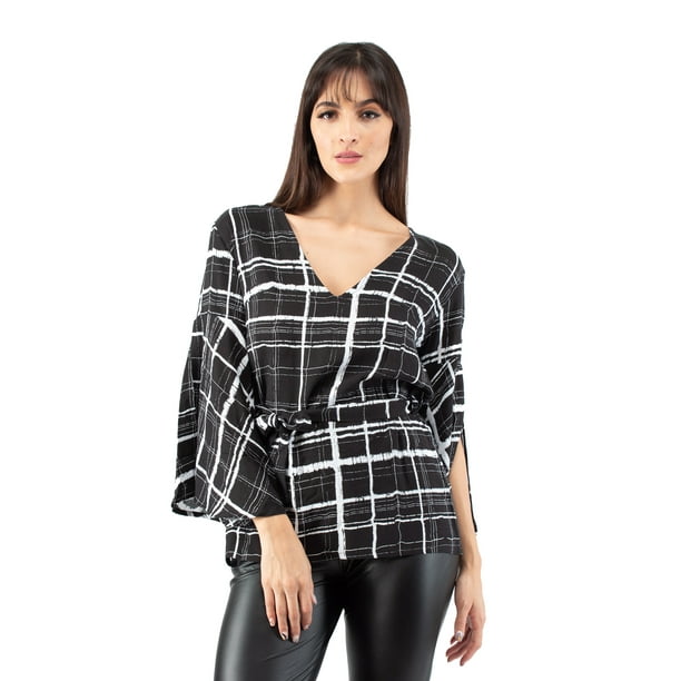 Blusa cuadros manga larga AMAD Casual para mujer Talla S