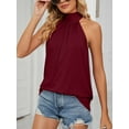 thumbnail image 4 of LAVA Women's Sleeveless Tie Halter Neck Summer Tops Casual Tank Top Blouse Shirts (Red, 2XL), 4 of 7