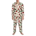 thumbnail image 3 of Fuzoiu Rose Flowers Print Men's Long-Sleeved Pajama,Lounge Button Down Nightwear,Mens Notch Collar Pajama Set -XX-Large, 3 of 7