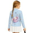 thumbnail image 2 of Psesaysky Girls Long Sleeve Sweatshirts Size 8-9 Years Quarter Zip Pullover Tops Cute Axolotl Bubbles Print Shirts for Kids Teens Athletic Winter Jacket, 2 of 6