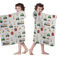 thumbnail image 4 of Cartoon Farm Vehicles Barns Gray Pattern Hooded Bath Towel，50"x30" for Ages 3 To 12 Kids, Quick Dry Lightweight Soft Microfiber Hood Beach Towel Cover Up for Kids, 4 of 7