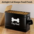 thumbnail image 5 of Dog Food Container Airtight 15 lb (50 Cup) Capacity with Metal Scoop - Cute Airtight Dog Food Storage Container with Bamboo Lid - Black Metal Kibble Storage Bin for Dogs up to 100 lbs - Big Pet Jar, 5 of 6