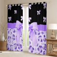 thumbnail image 2 of Castle Fairy Kids Children Cartoon Ribbon Bow-Tie Blackout Curtains Set of 2 (52x84 Each),Bling Purple Glitter Window Curtains,Animal Leopard Print Curtains and Drapes,Ultra Soft Home Decor, 2 of 6