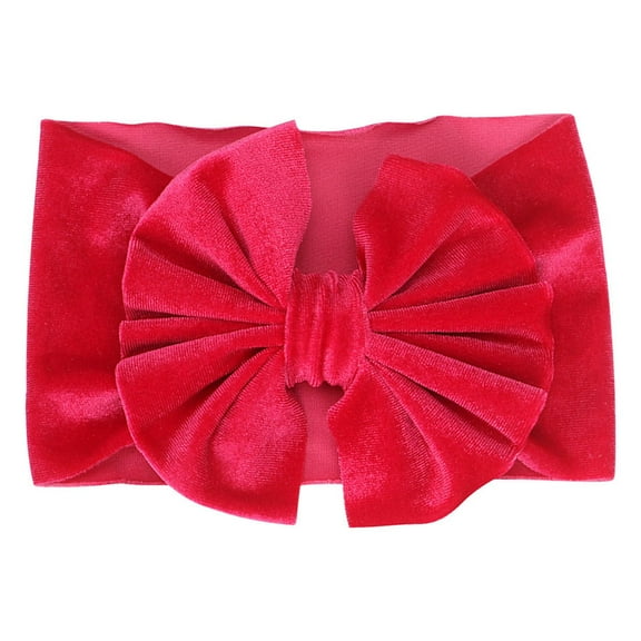 Fesfesfes Toddler Baby Girls Headband Cute Solid Color Gold Velvet Pleated Oversized Bow Headwear Headband Hair Accessories,,Second Piece Free Shipping