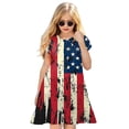 thumbnail image 3 of Gbsyewxs Girls Dress Crew Neck Short Sleeve Independent Day Print Fashion Summer Toddler Girls Dress Red Size 7-8 Years, 3 of 5