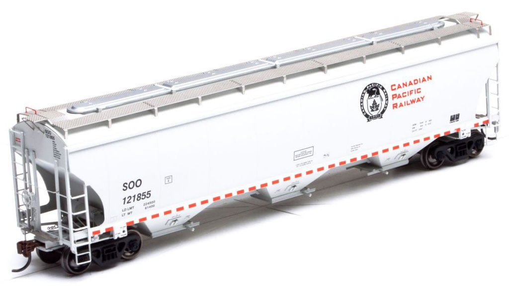 Athearn HO Scale Trinity 3Bay Covered Hopper Car Canadian Pacific/CP/SOO 121855