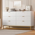 thumbnail image 2 of EastVita 53.5 inch Wide Modern 6 Drawer Dresser Wide Chest with Gold Metal Legs and Handles Wood Storage Organizer for Bedroom Living Room Hallway White, 2 of 8