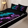 thumbnail image 3 of Castle Fairy Sport Handball Zipper Twin Comforter Sets with Fitted Sheet and 2 Pillowcases, Gradient Graffiti Splash Zipper Bedding Set, Black Teal Pink,4-Piece,Black Reversible, 3 of 6